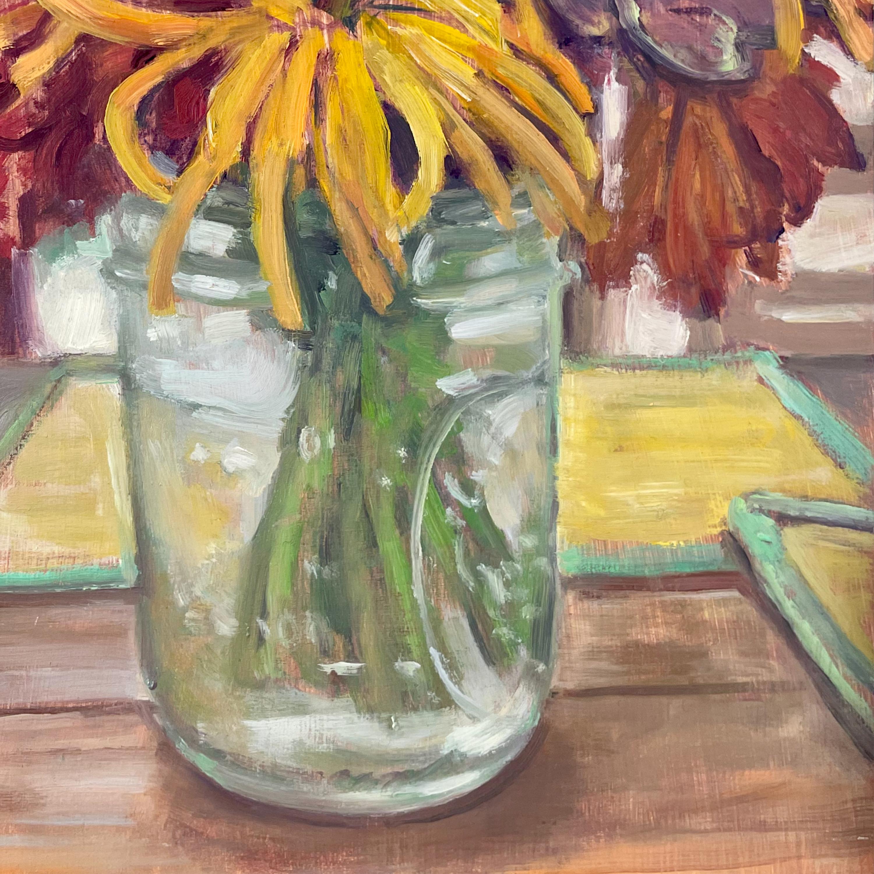 Brian's Flowers, 2020, Öl auf Leinwand, Blumenstillleben, Ölgemälde mit Blumenmotiven (Impressionismus), Painting, von Daisy Craddock