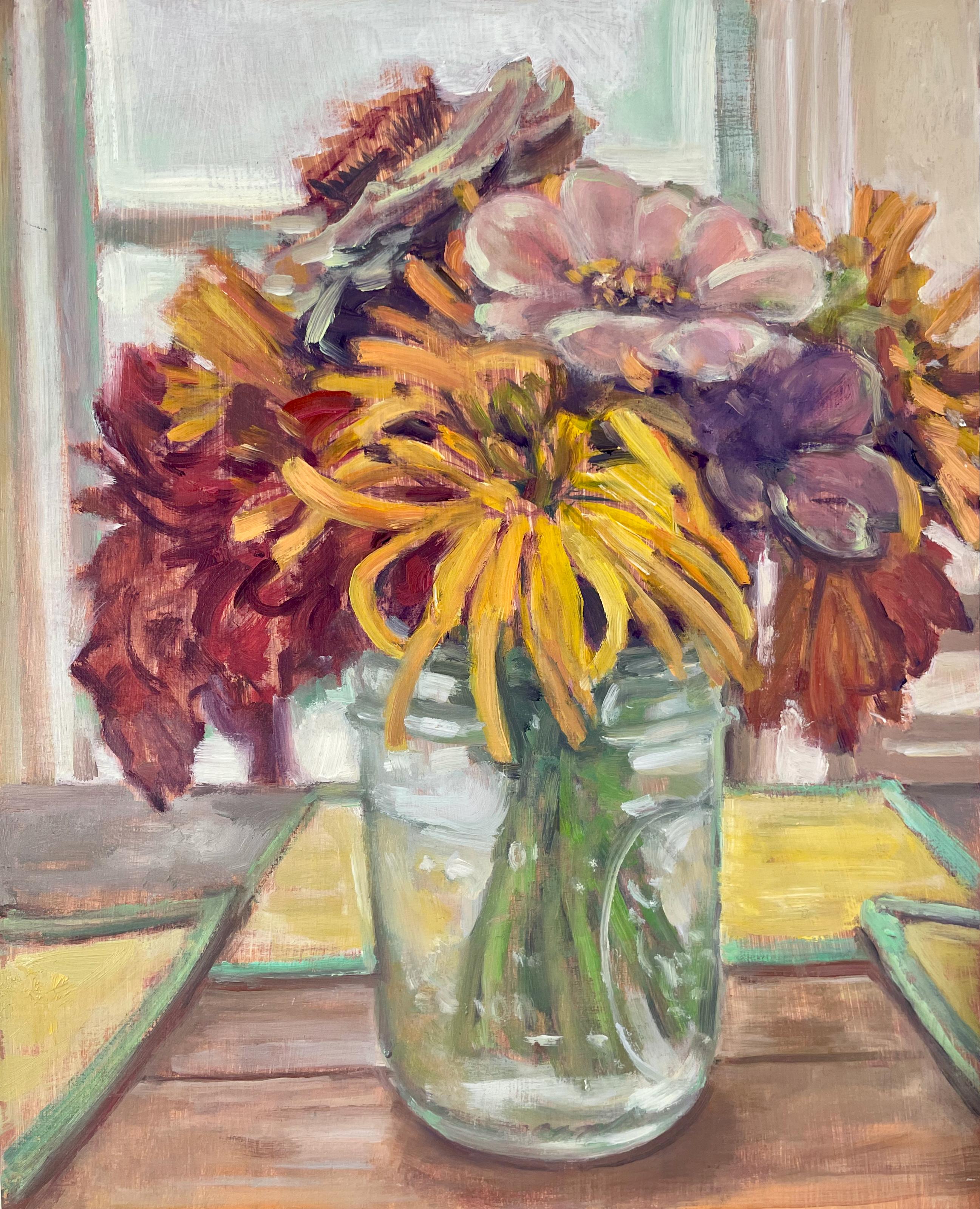Daisy Craddock Still-Life Painting - Brian's Flowers, 2020, oil on canvas, floral still-life oil painting