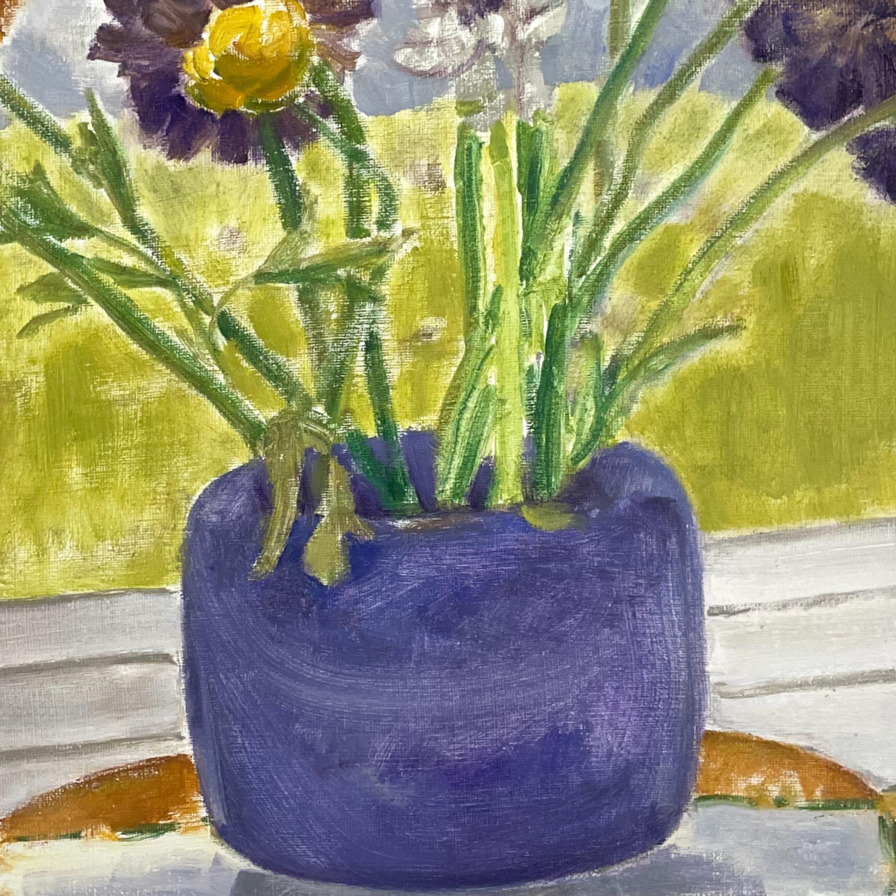 From the Porch, 2023, vibrante nature morte florale, huile sur toile. - Impressionnisme Painting par Daisy Craddock