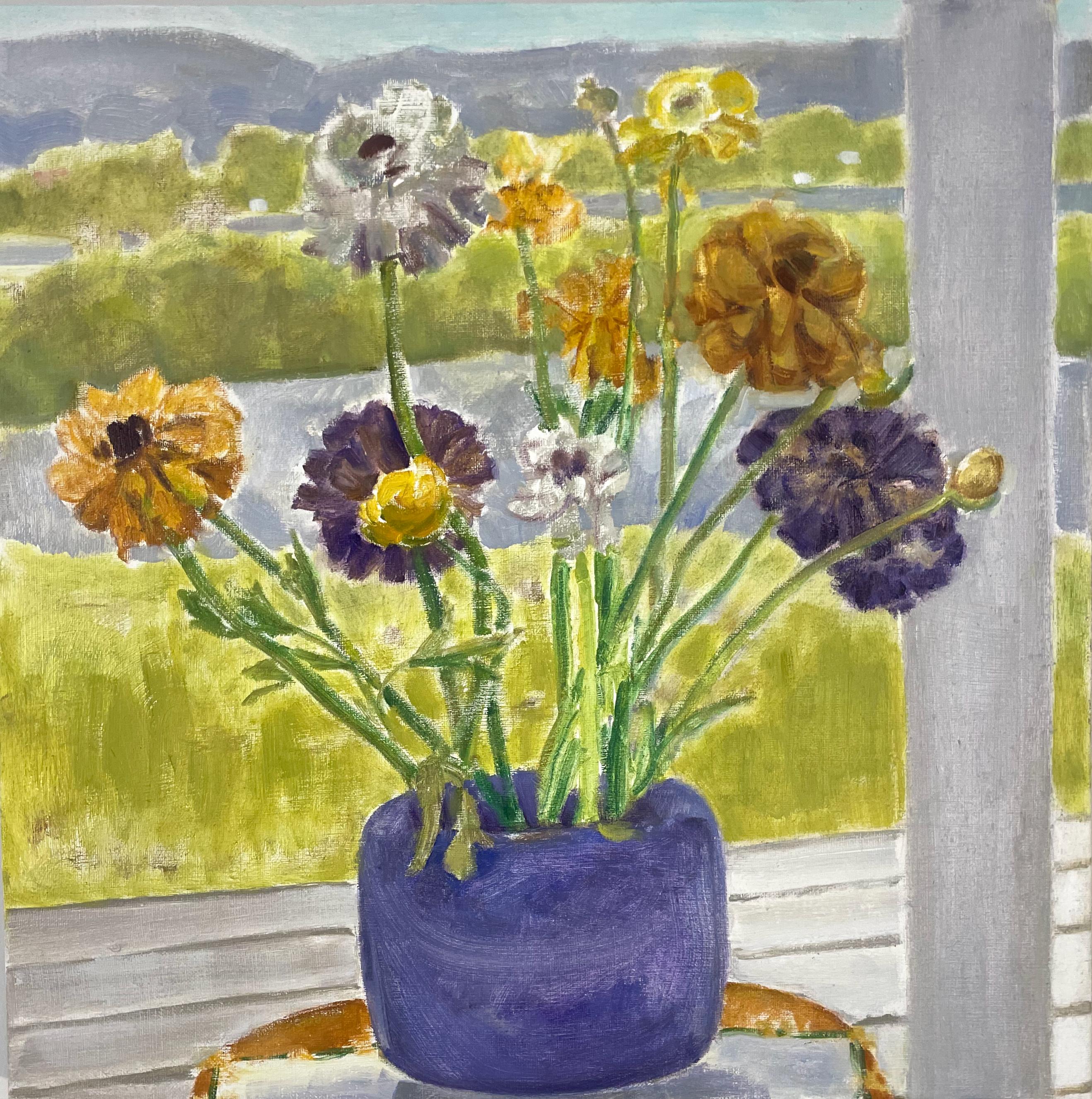 Daisy Craddock Still-Life Painting - From the Porch, 2023, vibrant floral still-life painting, oil on canvas