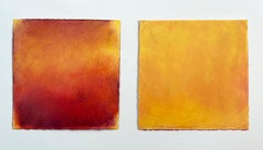 Nettarina, pastel à l'huile et bâton d'huile sur papier Arches, portrait de fruits abstraits