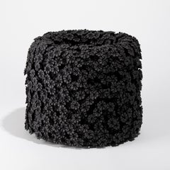 Daisy Cylinder, Floral Black Ceramic Sculpture & Vessel by Vanessa Hogge