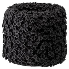 Daisy Cylinder, Floral Black Ceramic Sculpture & Vessel by Vanessa Hogge
