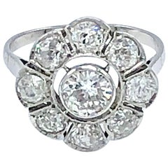 Antique Platinum Daisy Diamond Engagement Ring