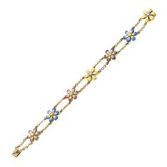 Pulsera Flor de Esmalte y Diamantes en Oro by Sandra J Sensations