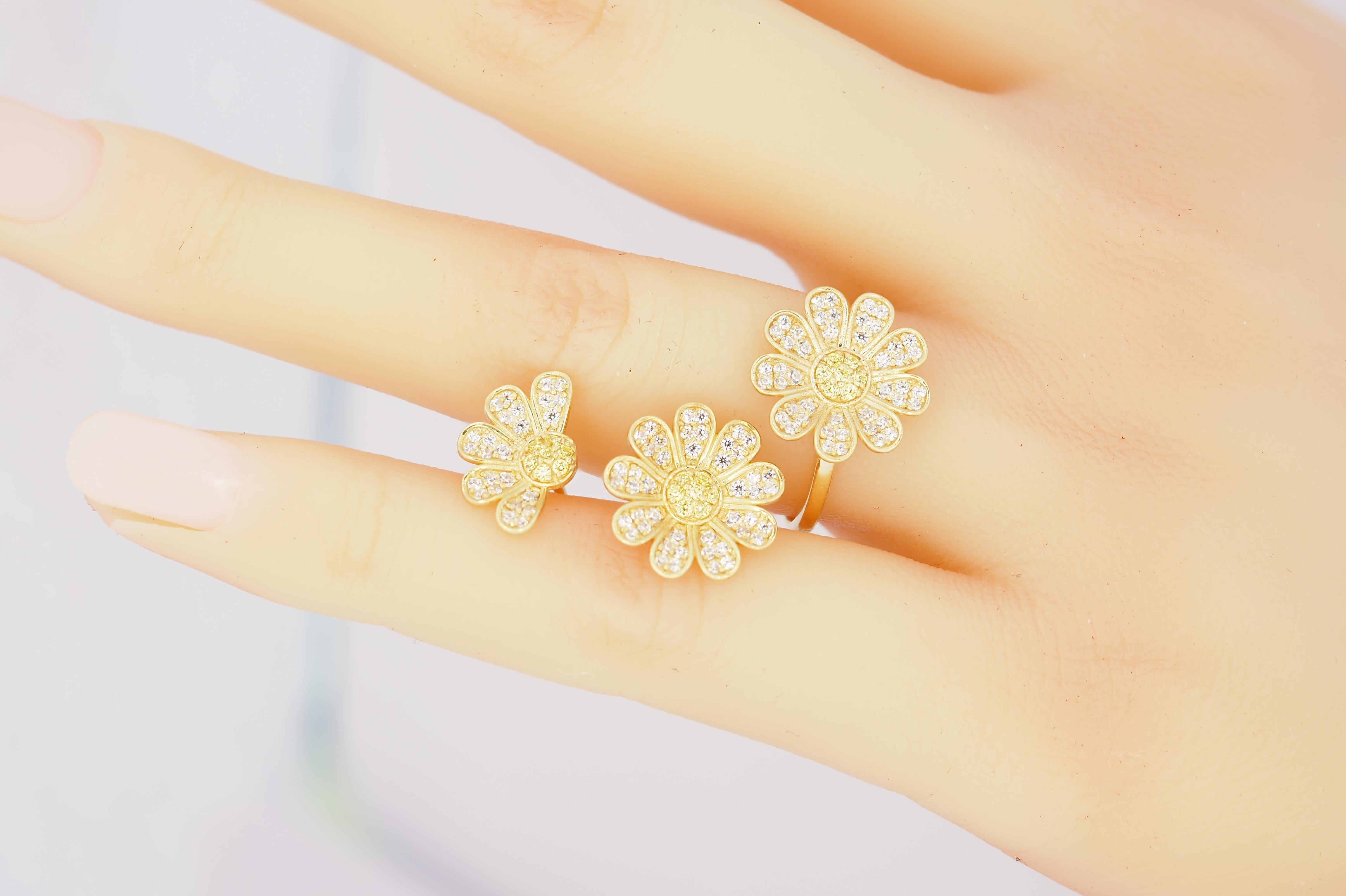in vendita:  Set di anelli e orecchini con fiori di margherita in oro 14k 12