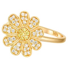 Daisy flower 14k gold ring