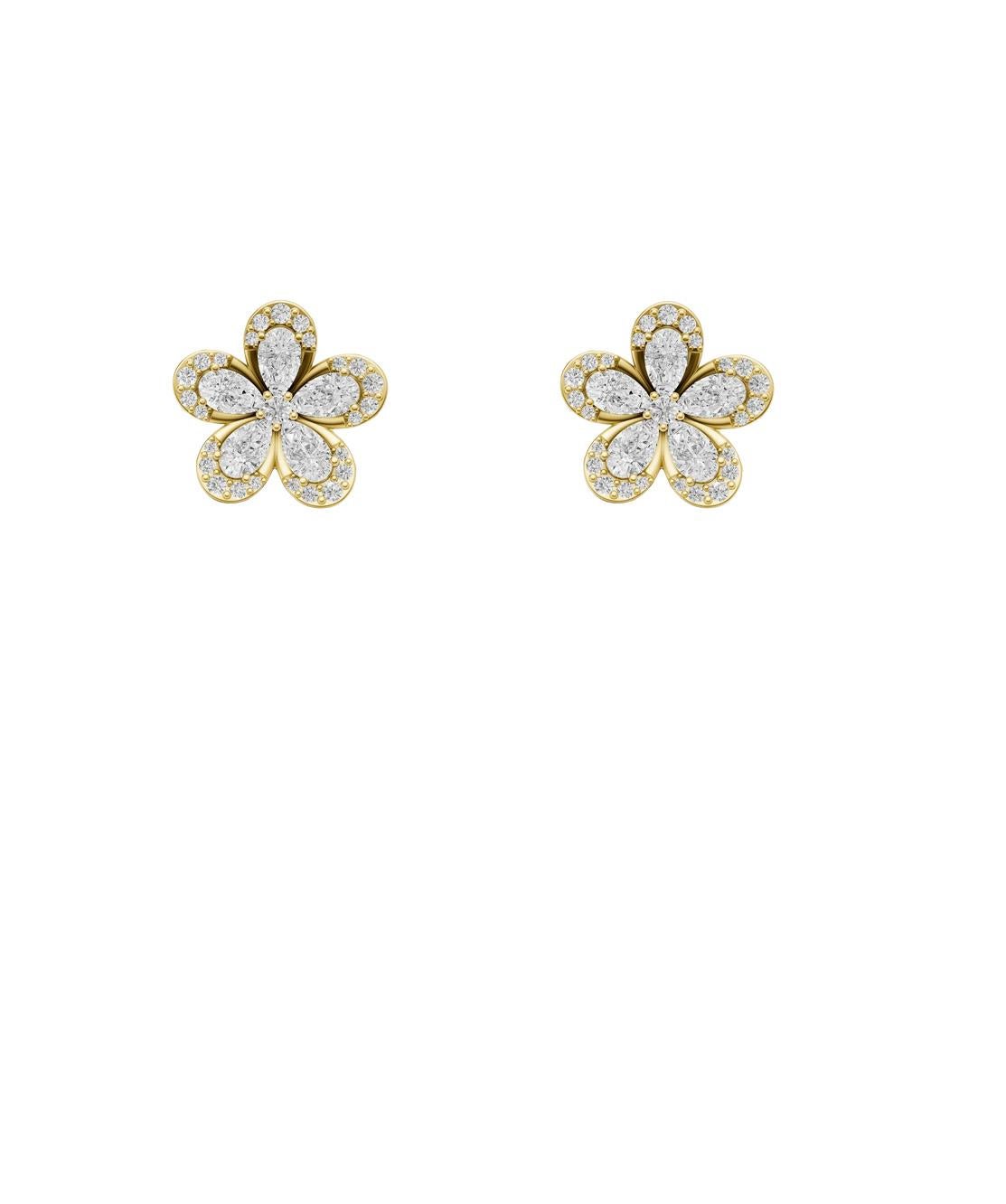 Moderno Orecchini con fiore di margherita in oro 14k in vendita