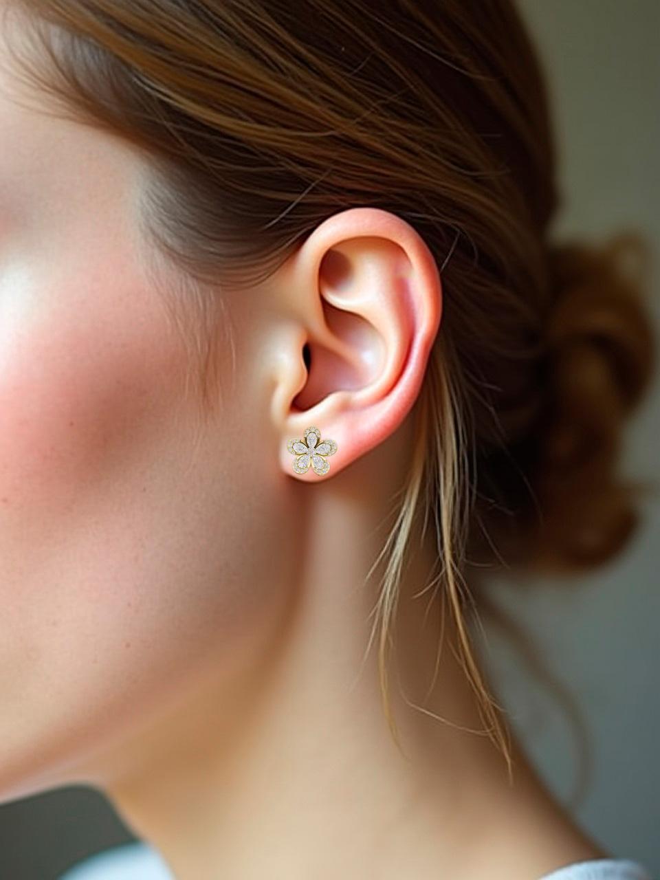 Orecchini con fiore di margherita in oro 14k In condizioni Nuovo in vendita a Istanbul, TR