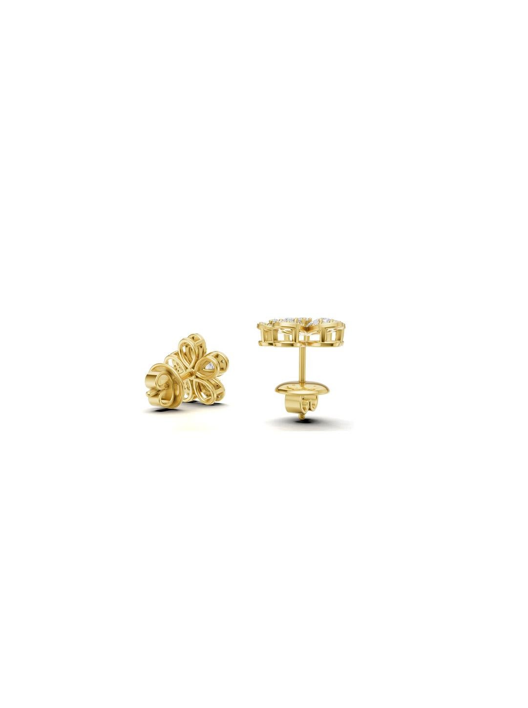 Orecchini con fiore di margherita in oro 14k in vendita 1