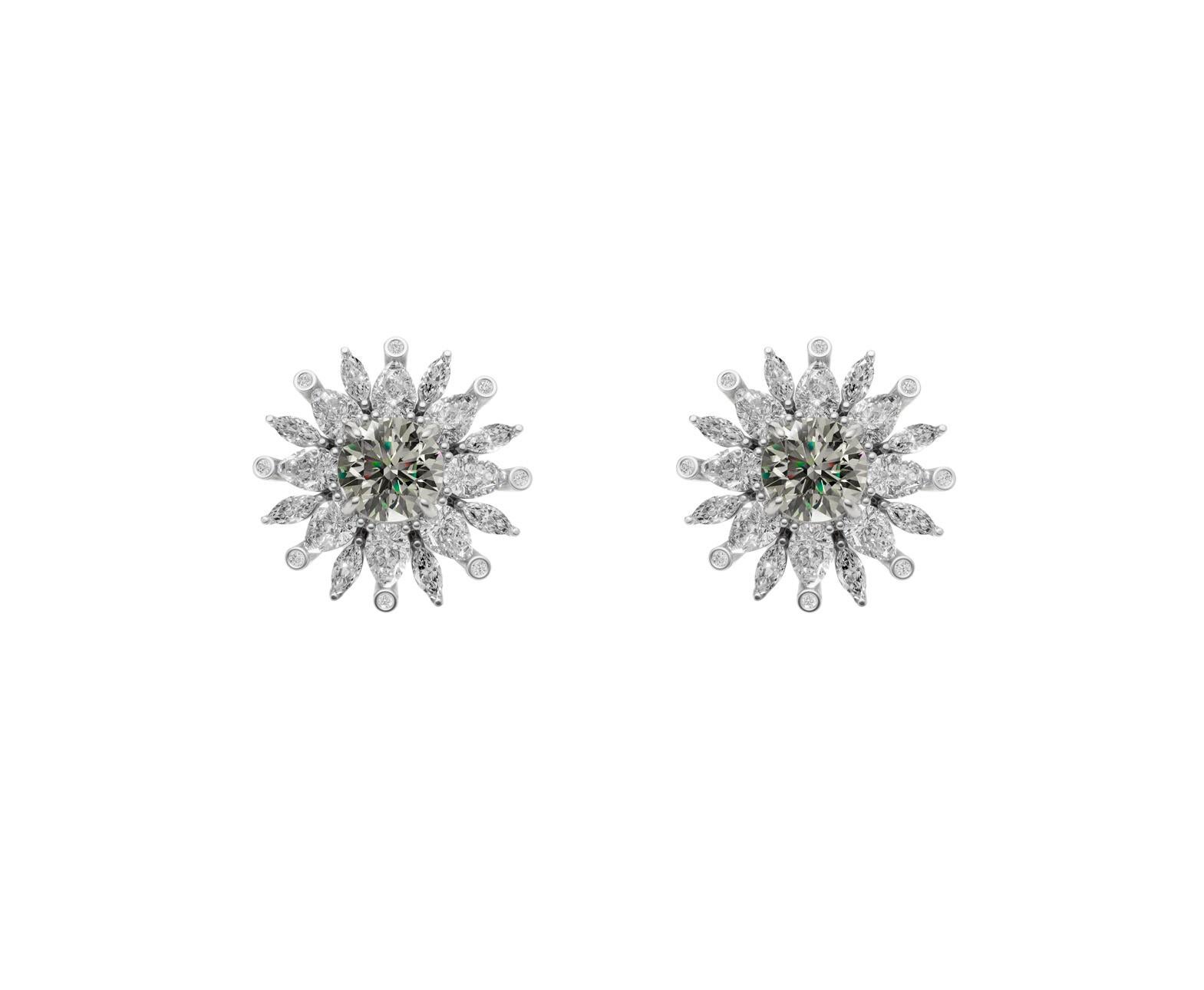 Daisy Blume Moissanit Ohrringe Ohrstecker (Moderne) im Angebot