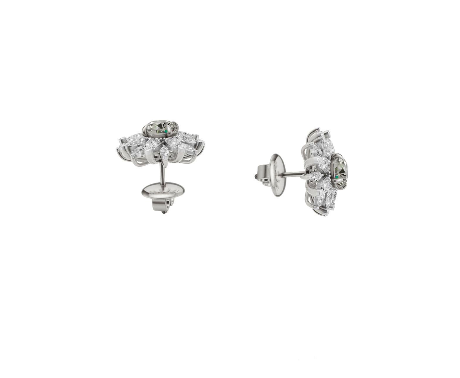 Daisy Blume Moissanit Ohrringe Ohrstecker (Tropfenschliff) im Angebot