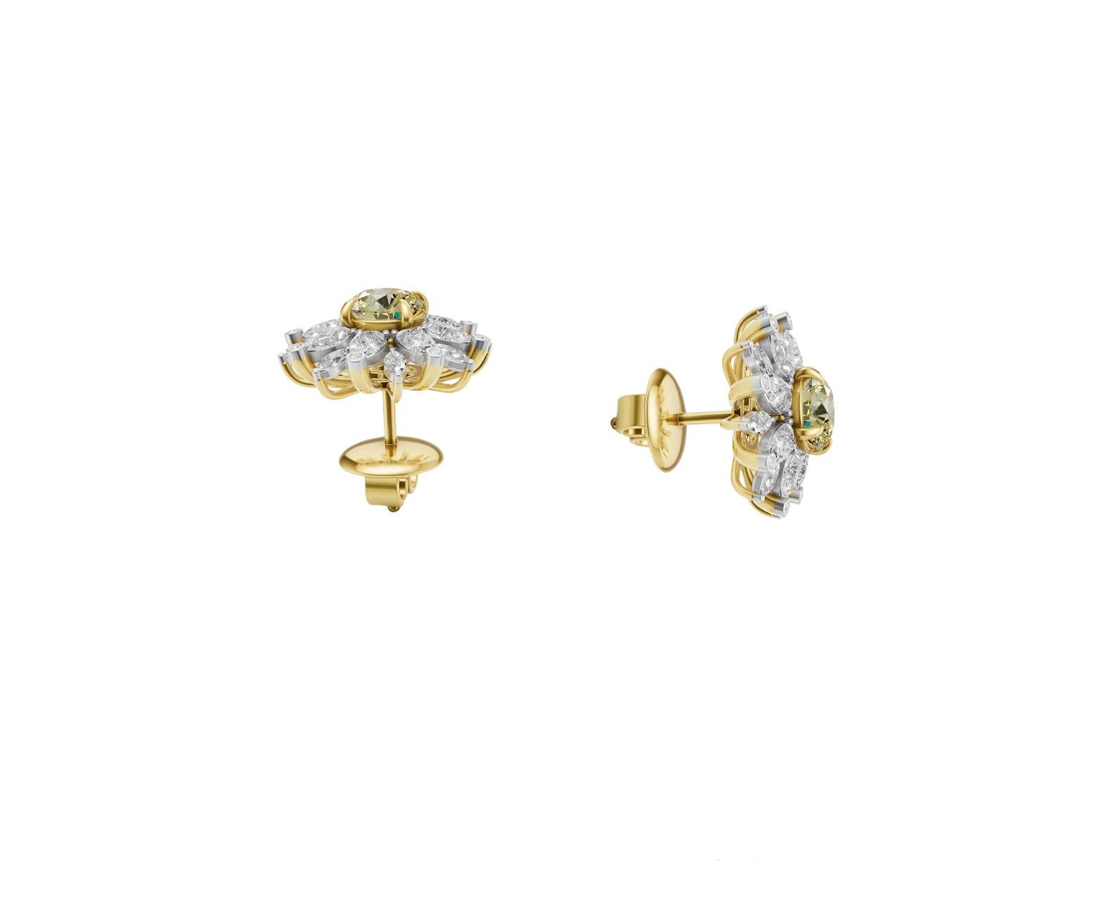 Daisy Blume Moissanit Ohrringe Ohrstecker im Zustand „Neu“ im Angebot in Istanbul, TR