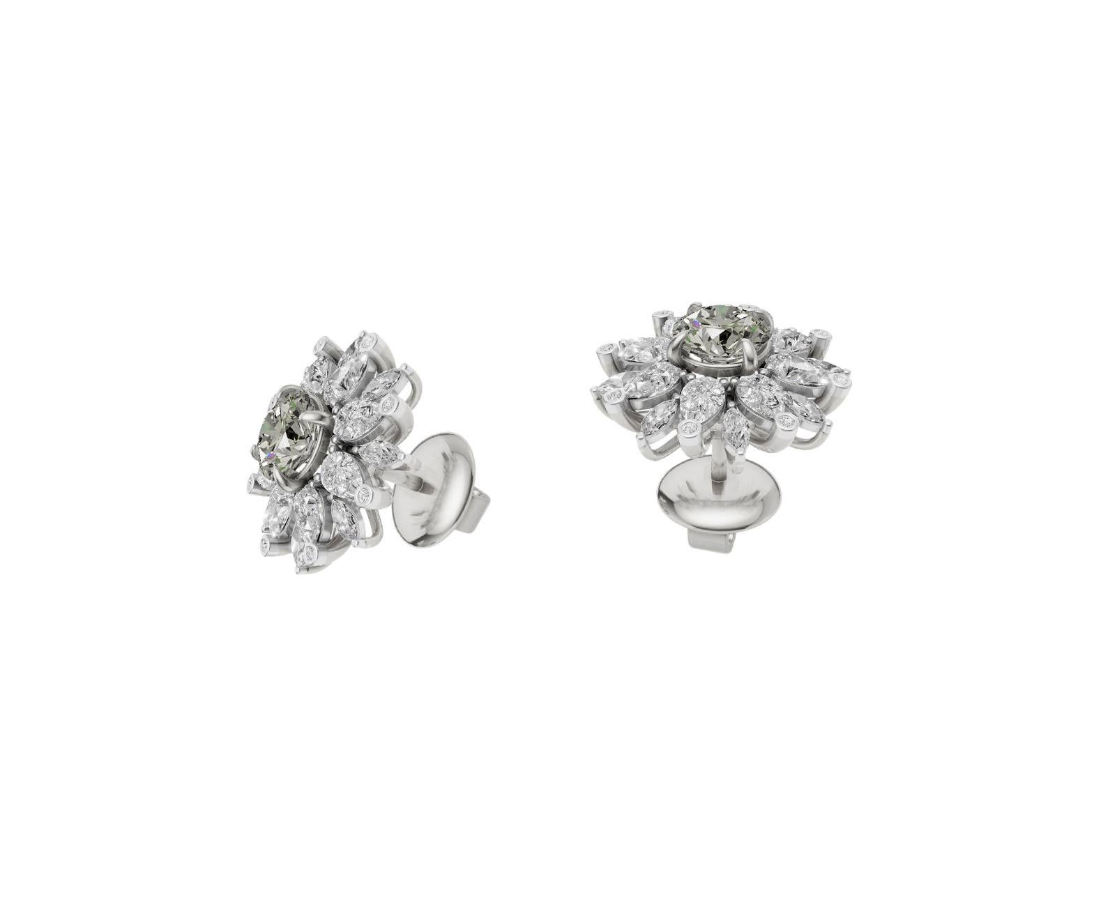 Daisy Blume Moissanit Ohrringe Ohrstecker im Zustand „Neu“ im Angebot in Istanbul, TR