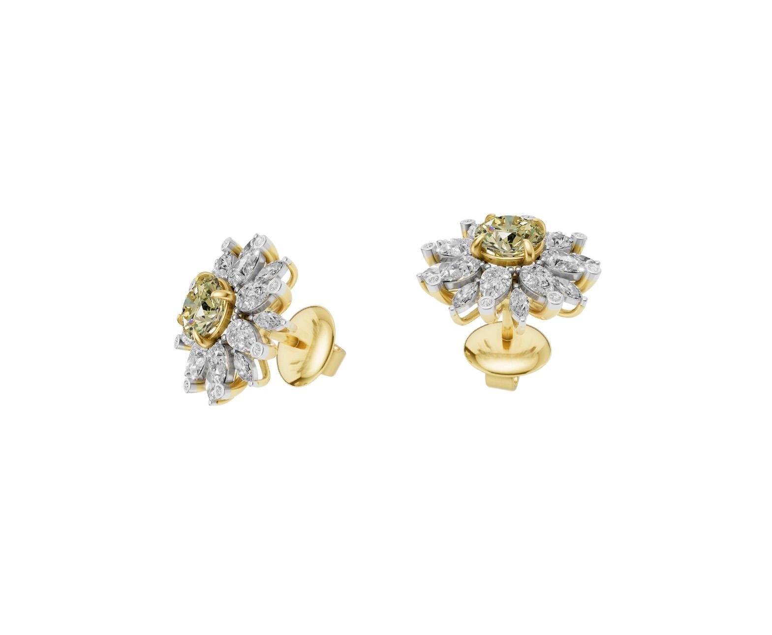 Daisy Blume Moissanit Ohrringe Ohrstecker Damen im Angebot