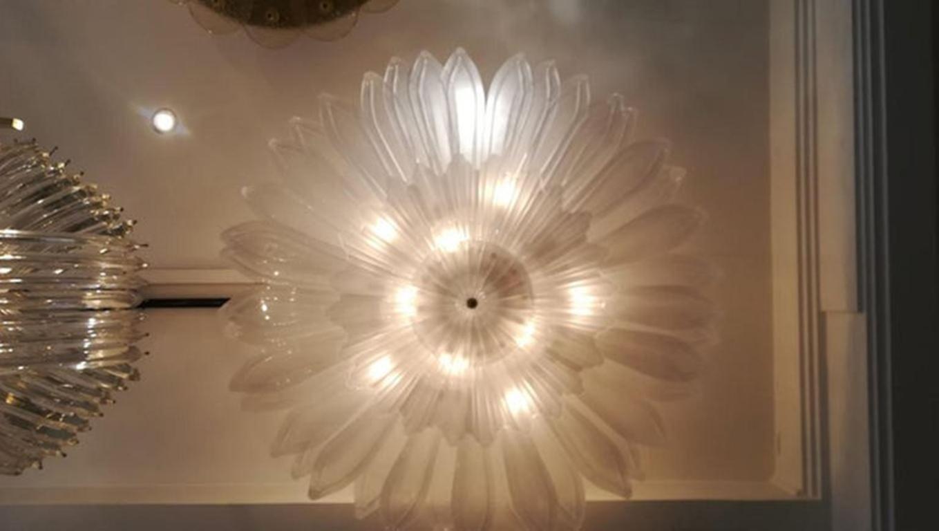 Italian Daisy Flower Murano Glass Ceiling Light For Sale