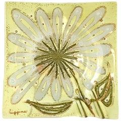 Daisy Fused Glass Square Ashtray by Higgins