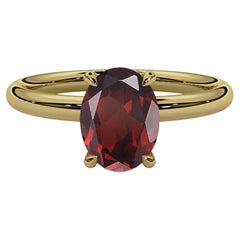 'Daisy' Oval Garnet Engagement Ring in 18ct Yellow Gold