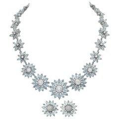 Daisy Heritage collection, Signed "Asprey" London diamond necklace & earrings