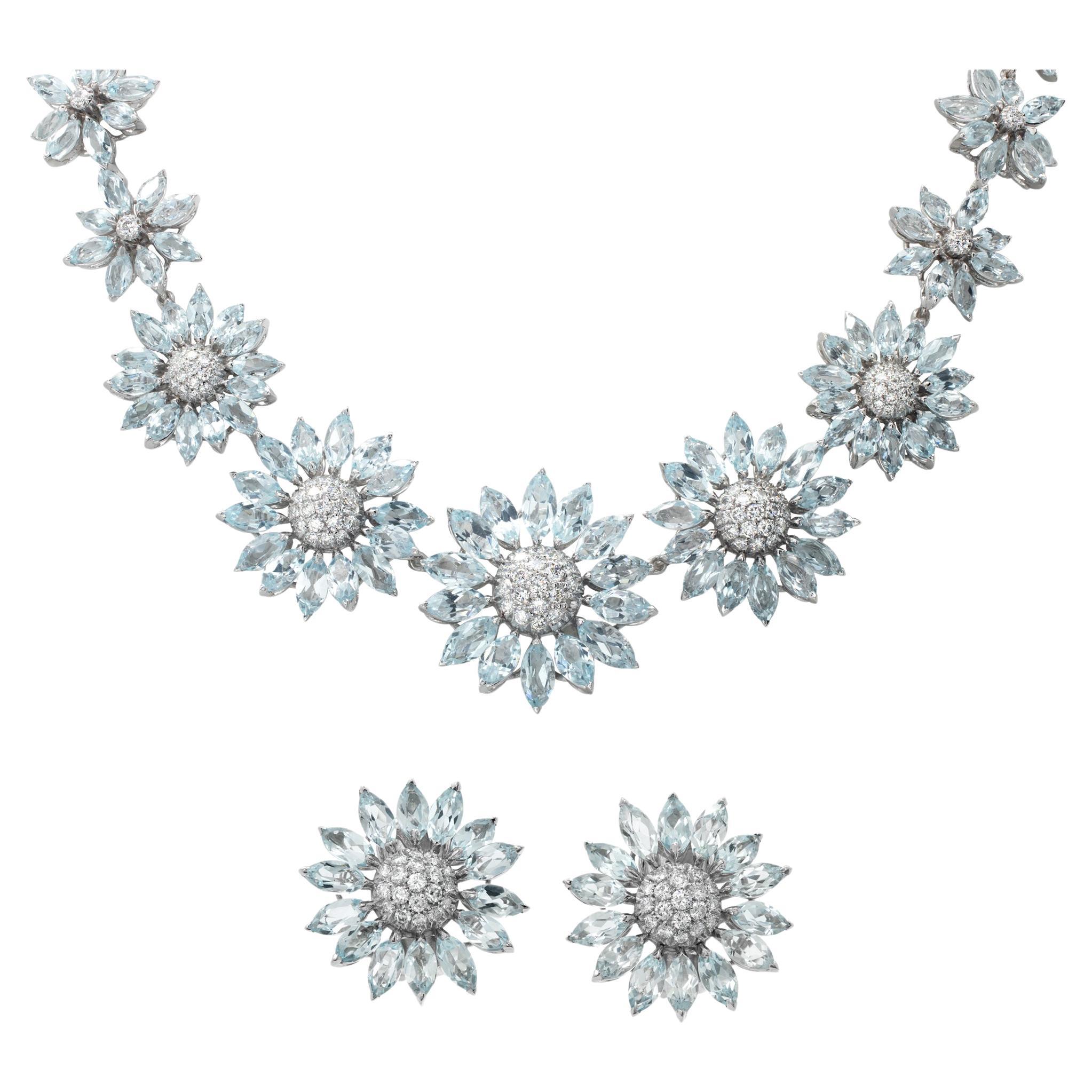 Daisy Heritage collection, Signed "Asprey" London diamond necklace & earrings