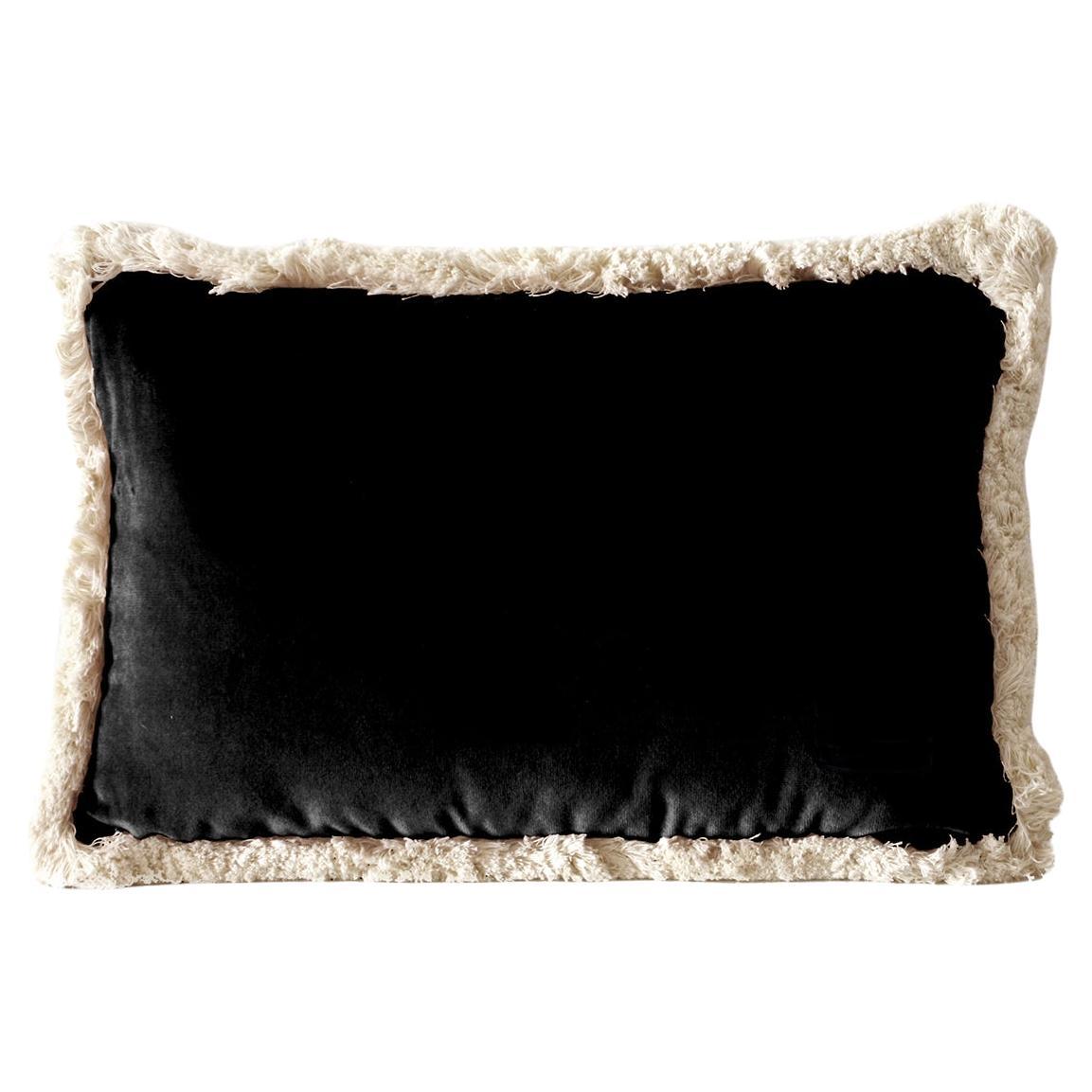 Daisy II black Velvet Deluxe Handmade Decorative Friged Cushion