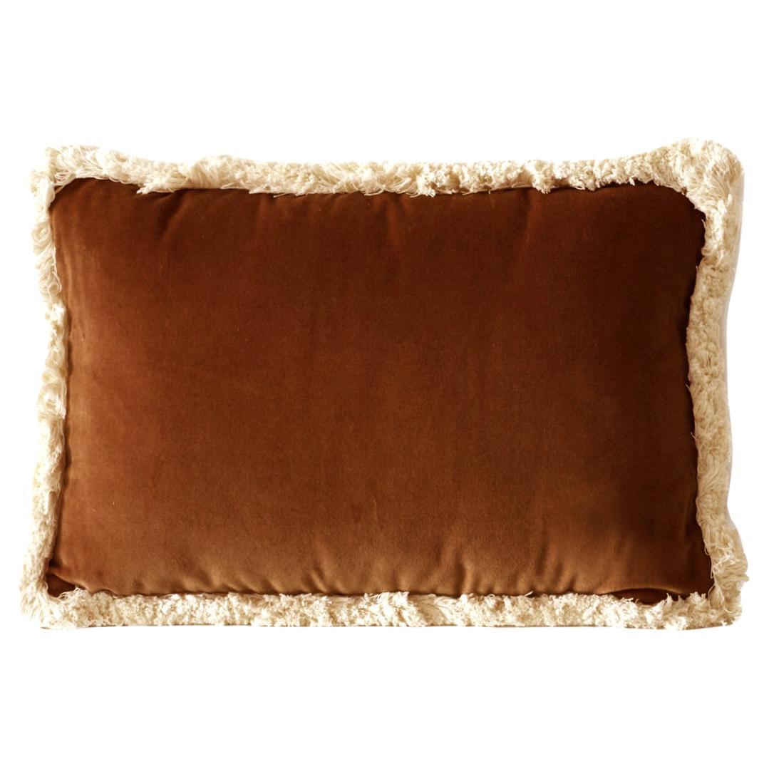 Daisy II Caramel Brown Velvet Deluxe Handmade Decorative Cushion