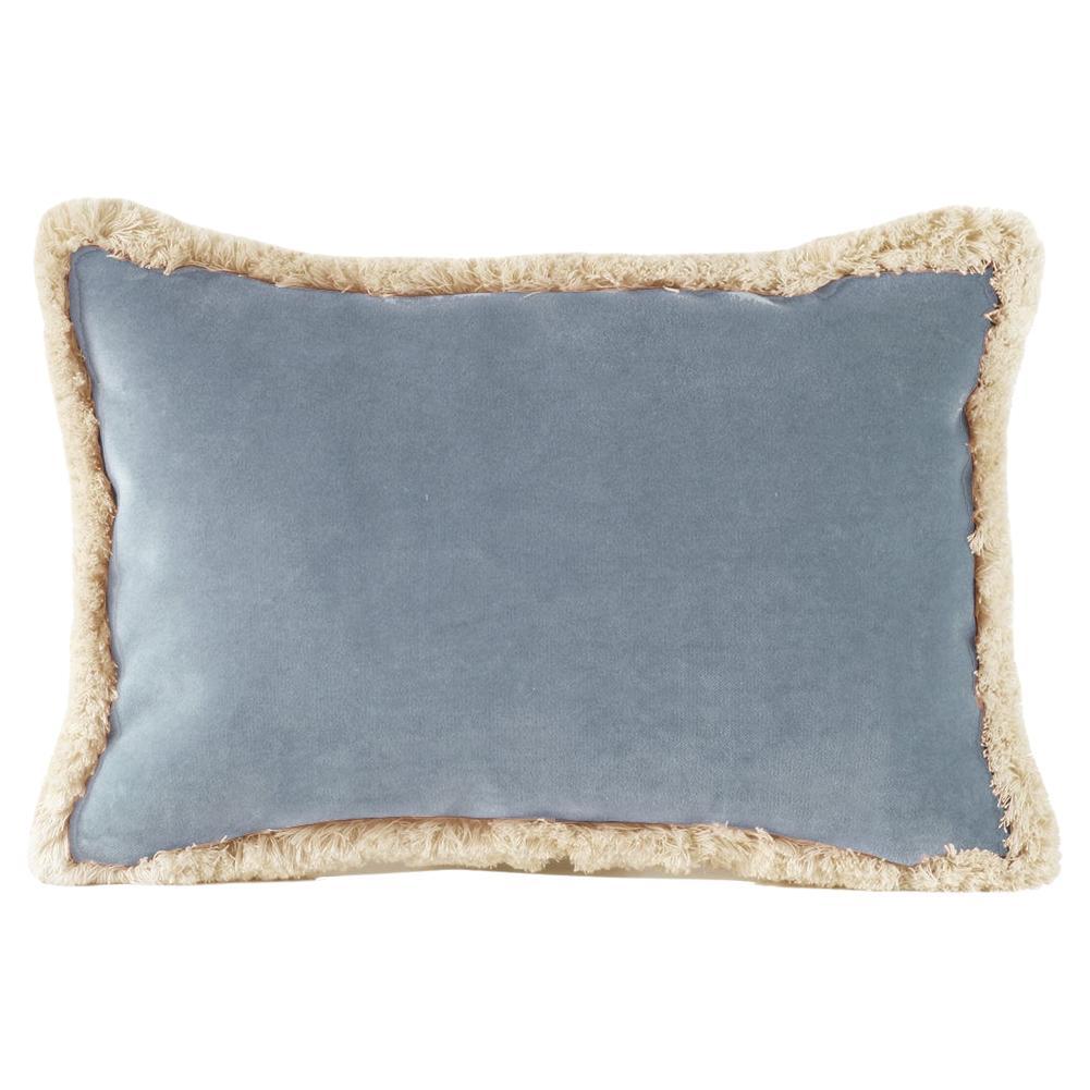Daisy II Cloudy Blue Velvet Deluxe Handmade Decorative Cushion