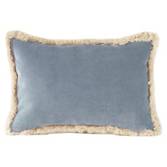 Daisy II Cloudy Blue Velvet Deluxe Handmade Decorative Cushion