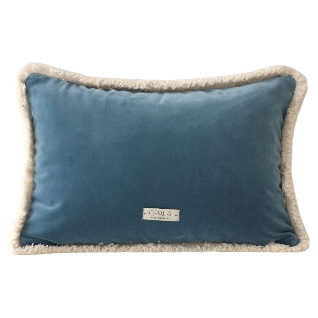 Daisy II Horizon Blue Velvet Deluxe Handmade Decorative Cushion