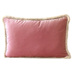 Cojín Decorativo de Terciopelo con Flecos Rosa Grande Daisy II Hecho a Mano