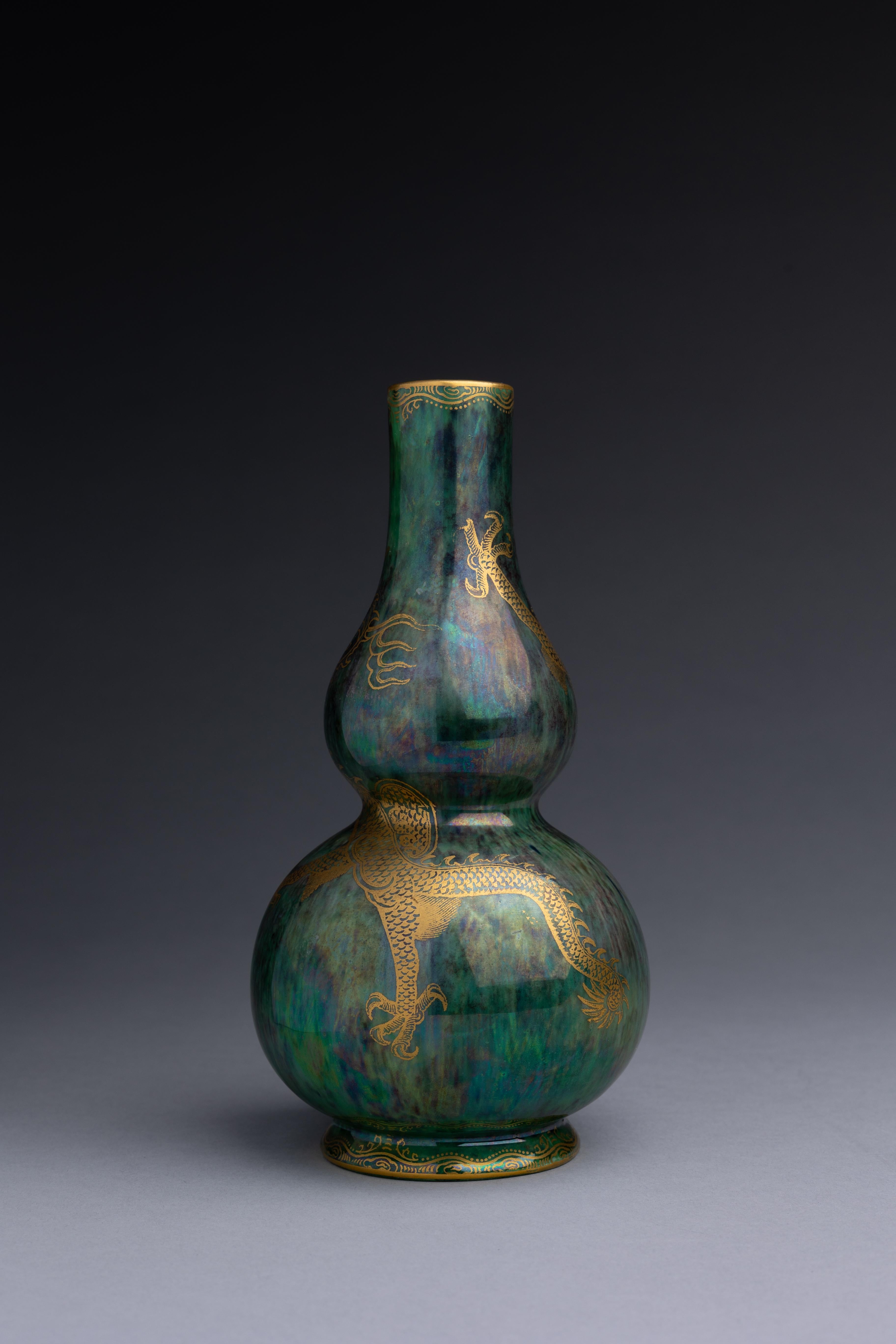 Art Nouveau Daisy Makeig-Jones Green Lustre Dragon Vase