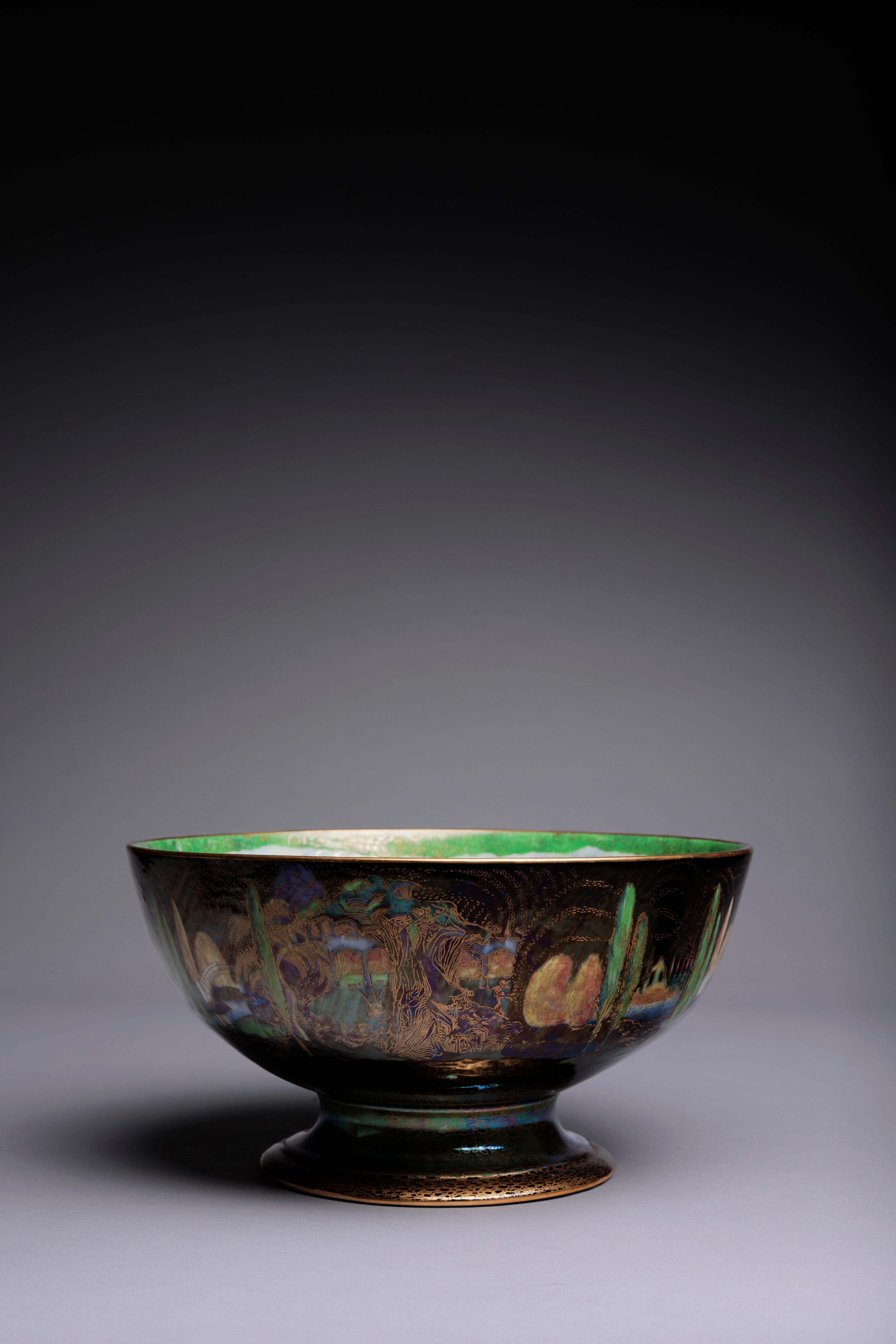 Art Deco Daisy Makeig-Jones Poplar Trees Fairyland Lustre Bowl For Sale