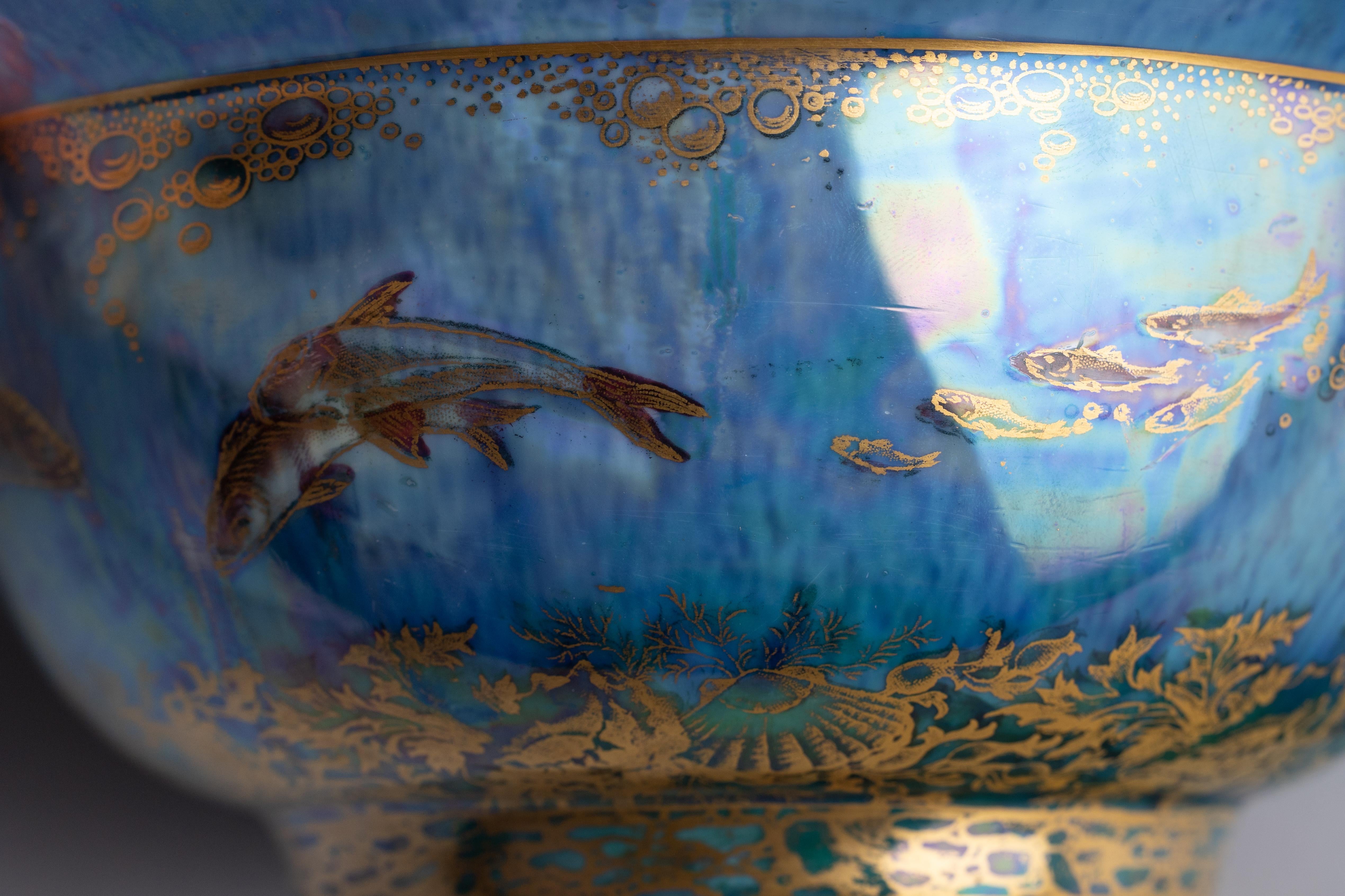 Daisy Makeig-Jones Wedgwood Blue Lustre Fish Bowl For Sale 2