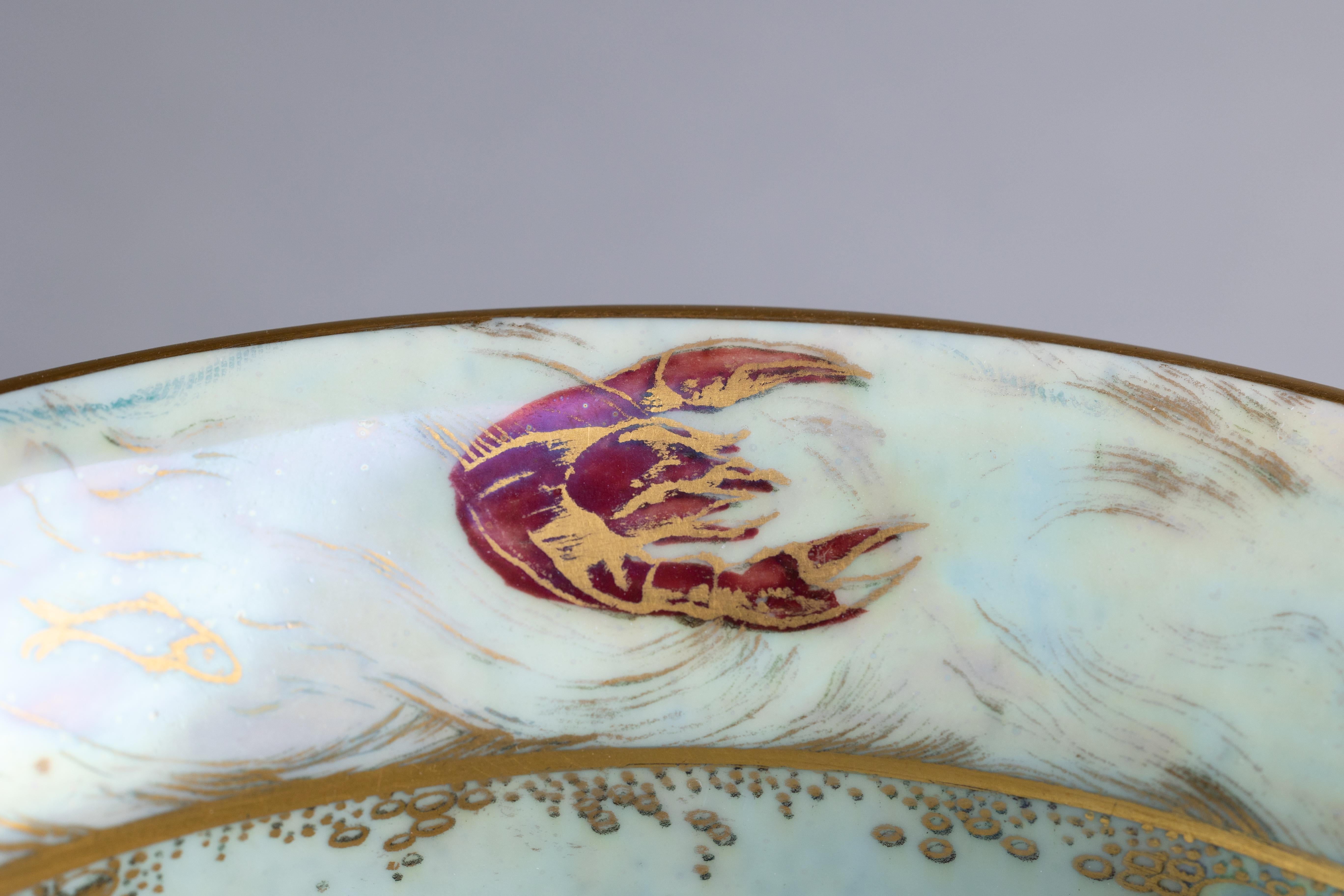 Porcelain Daisy Makeig-Jones Wedgwood Blue Lustre Fish Bowl For Sale