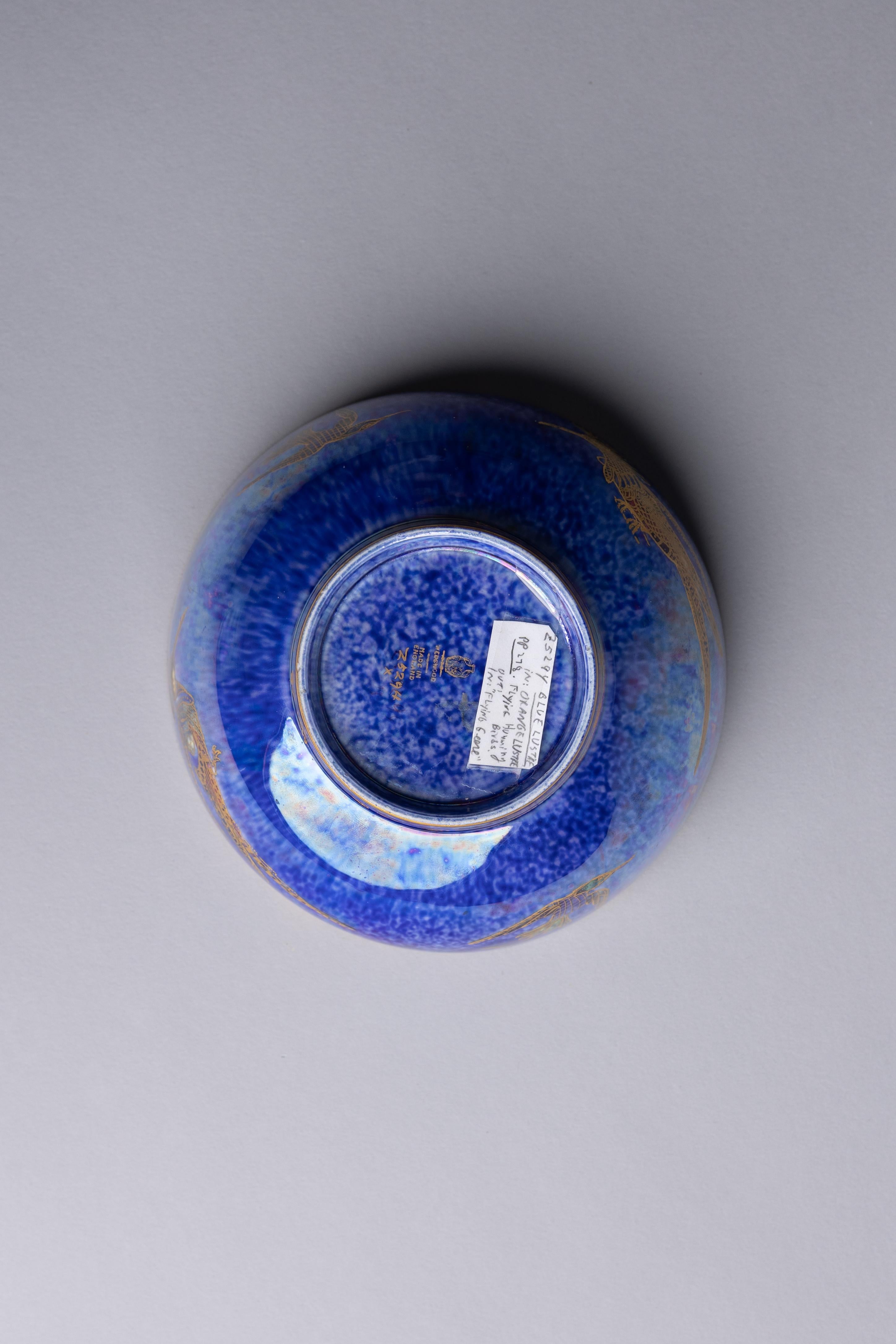 Early 20th Century Daisy Makeig-Jones Wedgwood Blue Lustre Hummingbird Decorative Bowl For Sale