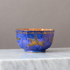 Daisy Makeig-Jones, Wedgwood Blue Octagonal Lustre Hummingbird Bowl, 1920s
