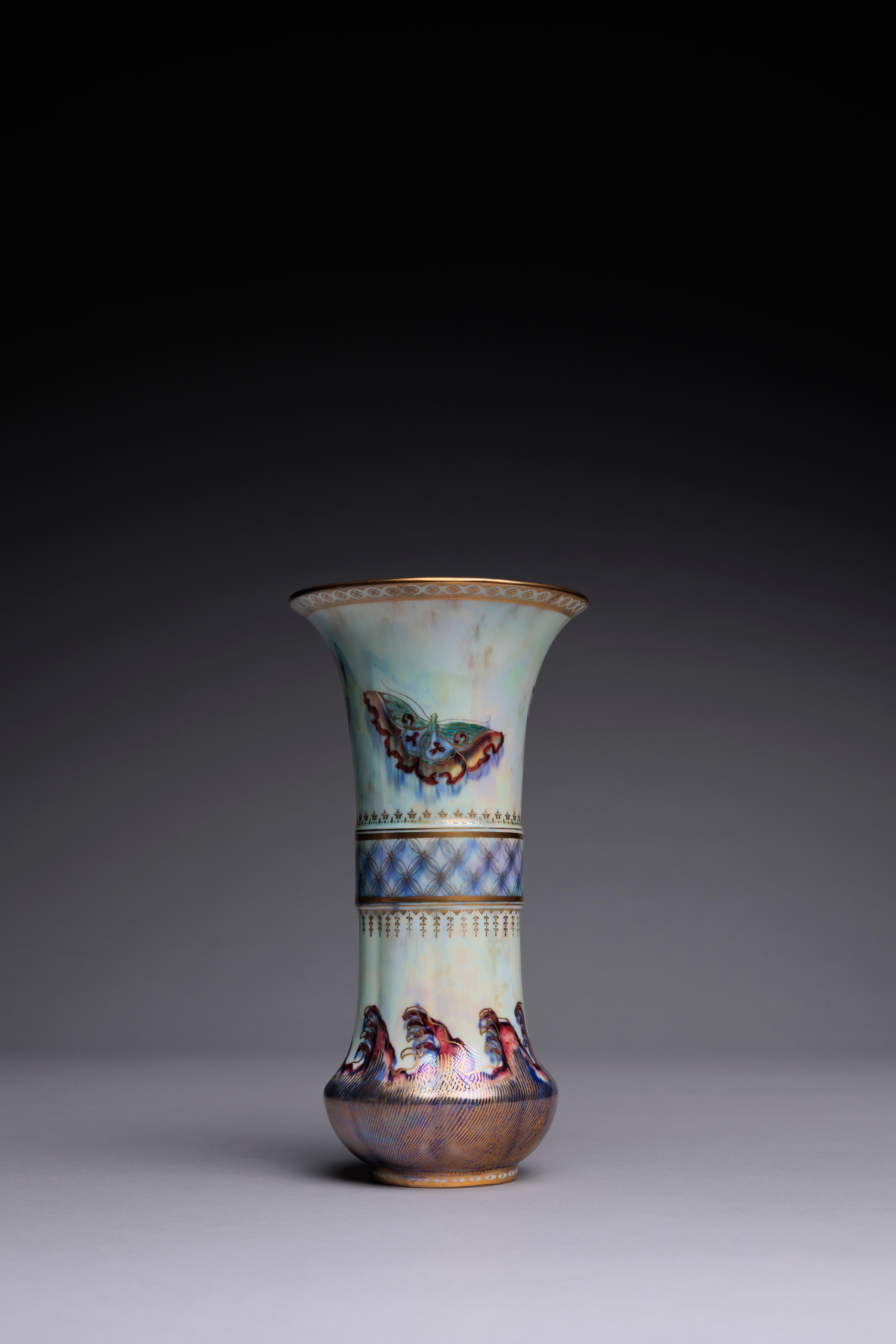 English Daisy Makeig-Jones Wedgwood Butterfly Lustre Vase For Sale