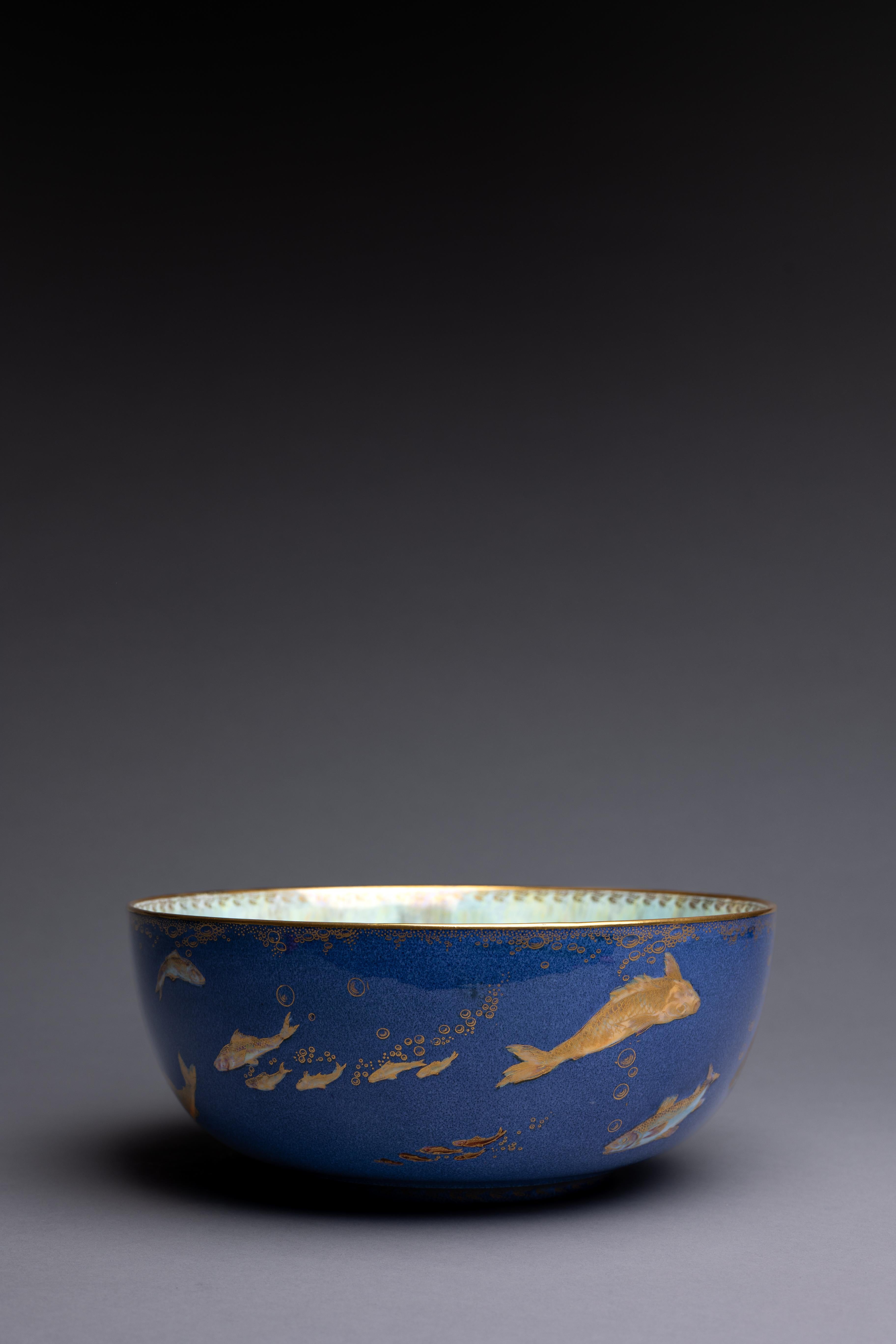 Art Nouveau Daisy Makeig-Jones Wedgwood Powder Blue Fish Bowl For Sale