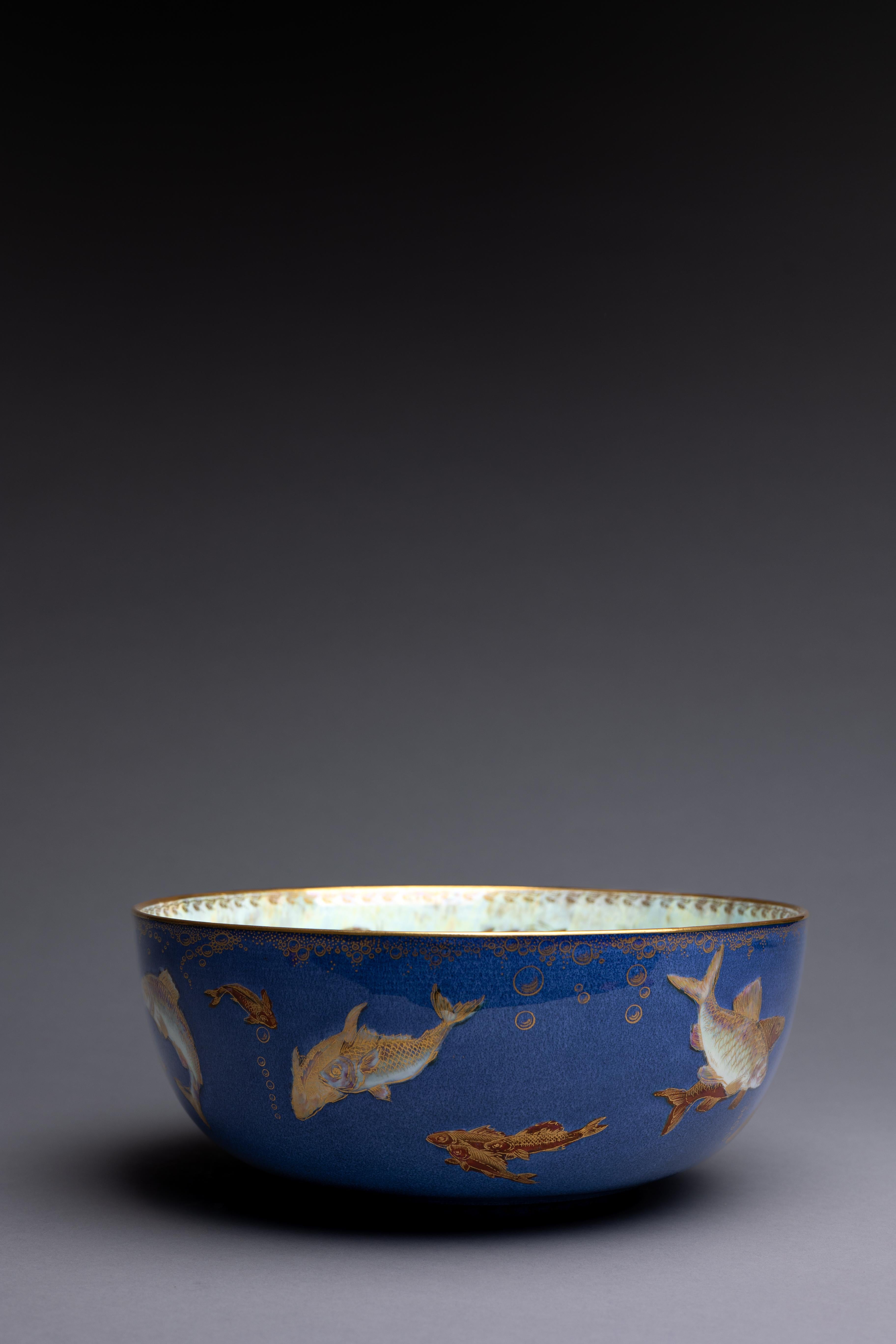 Early 20th Century Daisy Makeig-Jones Wedgwood Powder Blue Fish Bowl For Sale