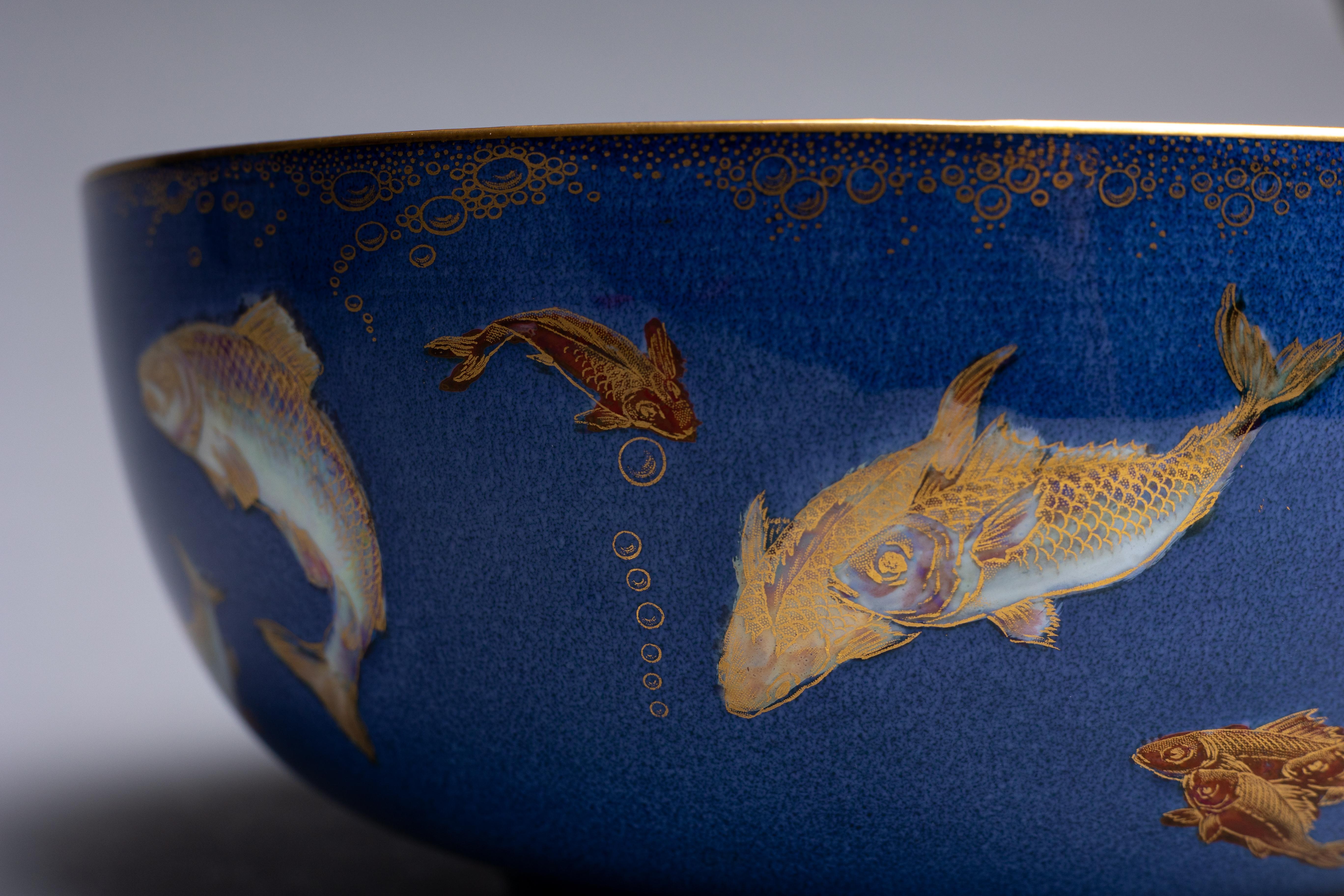 Porcelain Daisy Makeig-Jones Wedgwood Powder Blue Fish Bowl For Sale