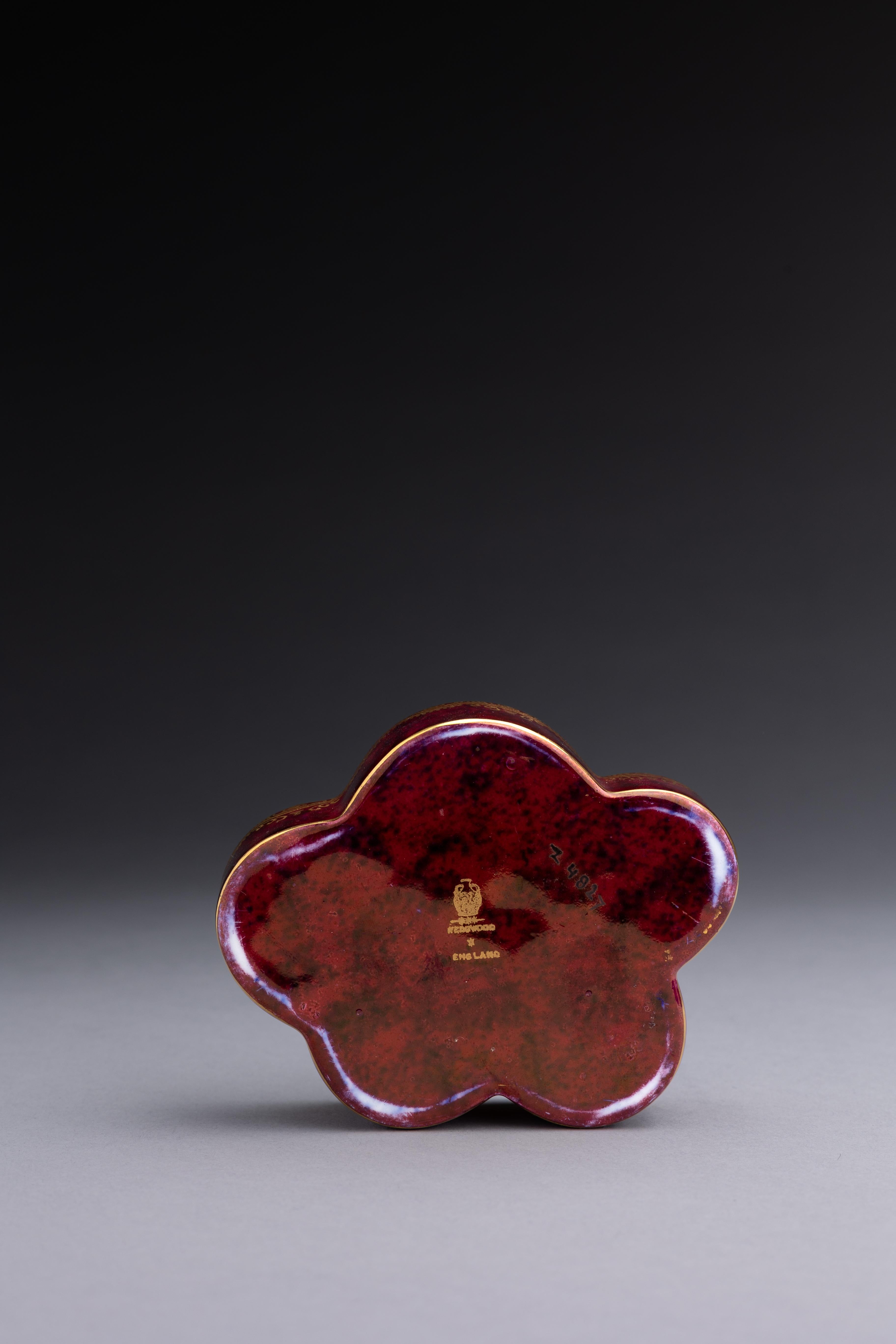 Art Nouveau Daisy Makeig-Jones Wedgwood Ruby Lustre Butterfly Box For Sale