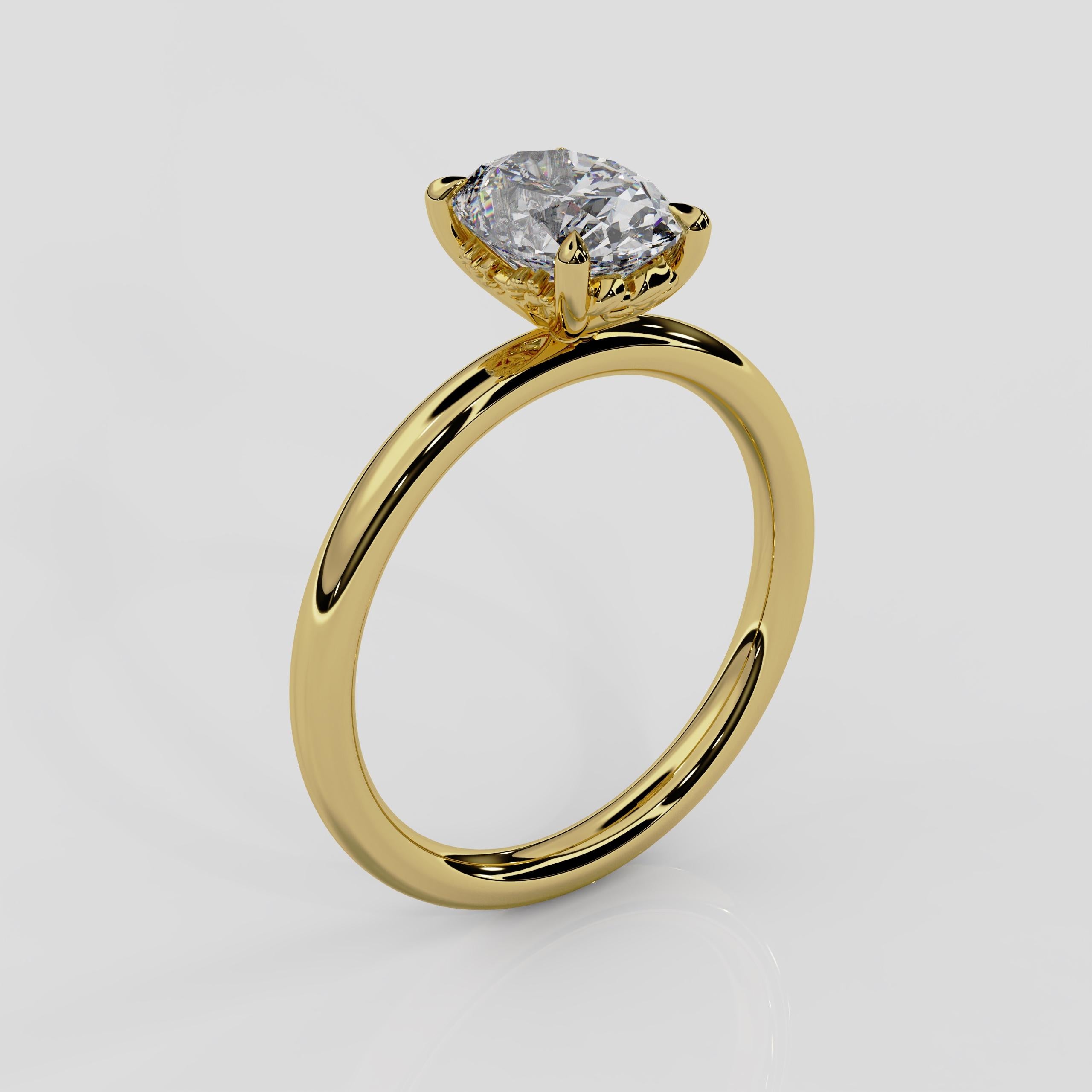 For Sale:  'Daisy' 1ct Natural Oval Diamond Engagement Ring in 18ct Yellow Gold 2