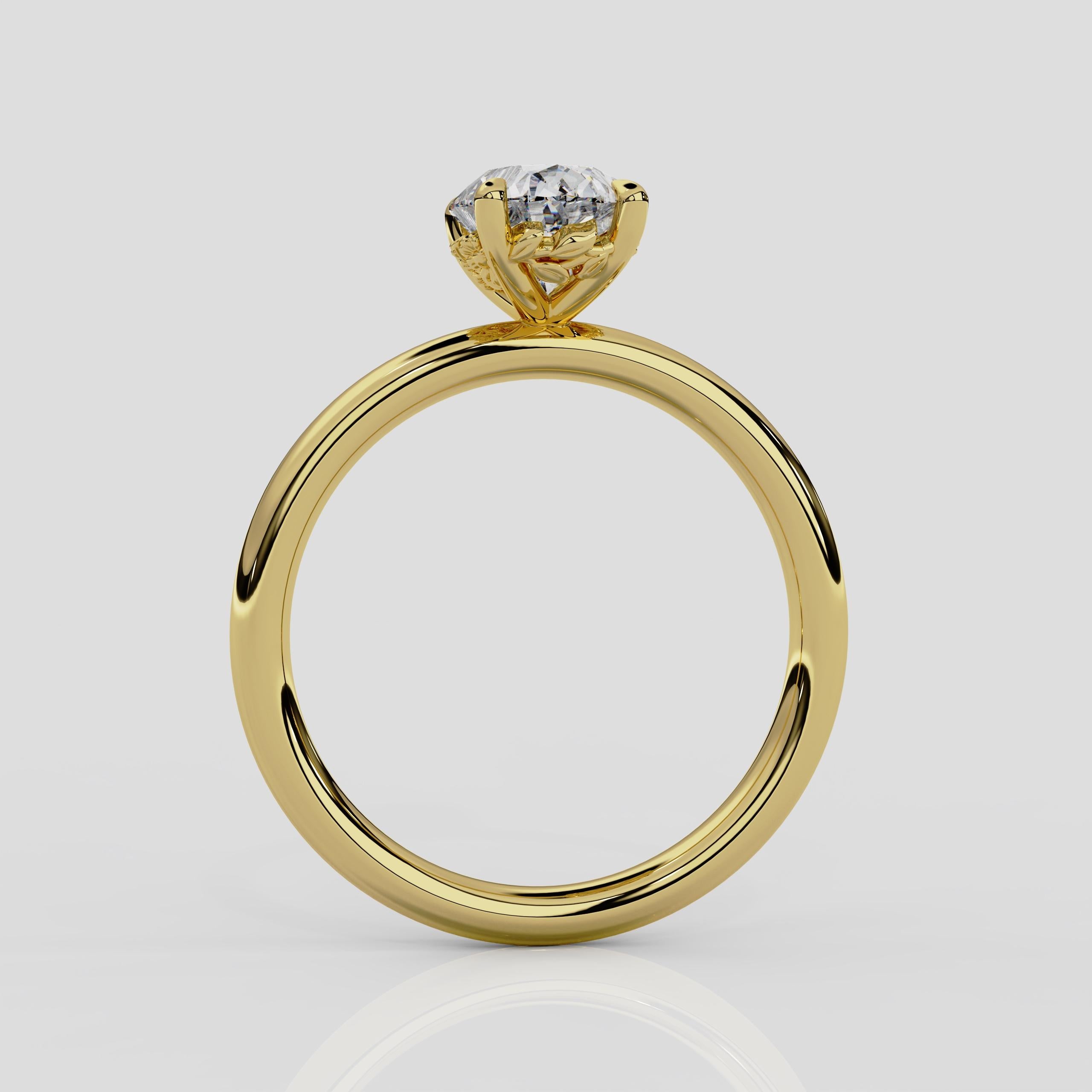 For Sale:  'Daisy' 1ct Natural Oval Diamond Engagement Ring in 18ct Yellow Gold 4