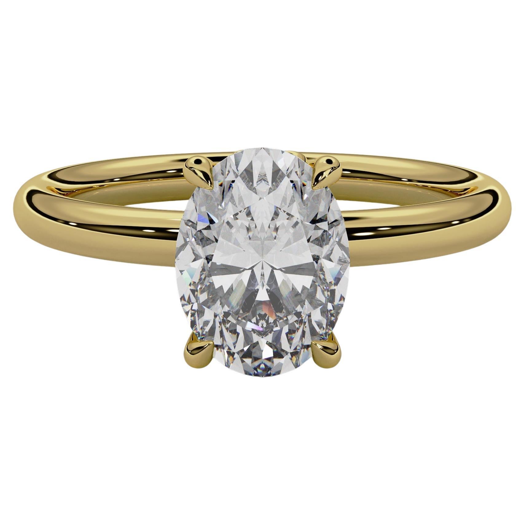 For Sale:  'Daisy' 1ct Natural Oval Diamond Engagement Ring in 18ct Yellow Gold