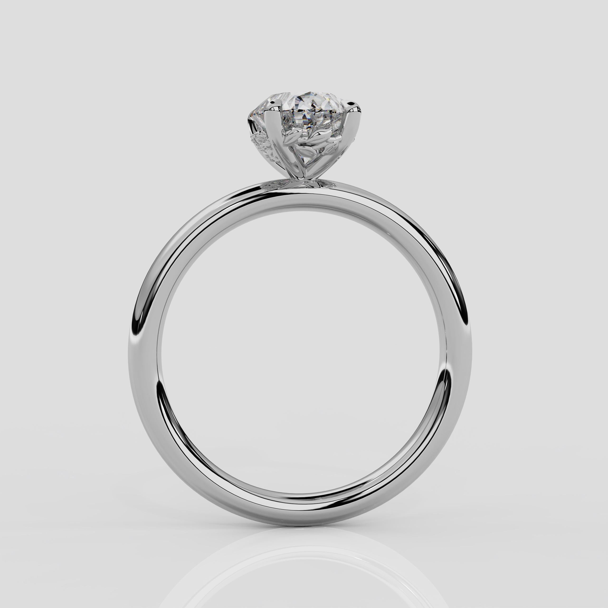 For Sale:  'Daisy' 1ct Natural Oval Diamond Engagement Ring in Platinum 2
