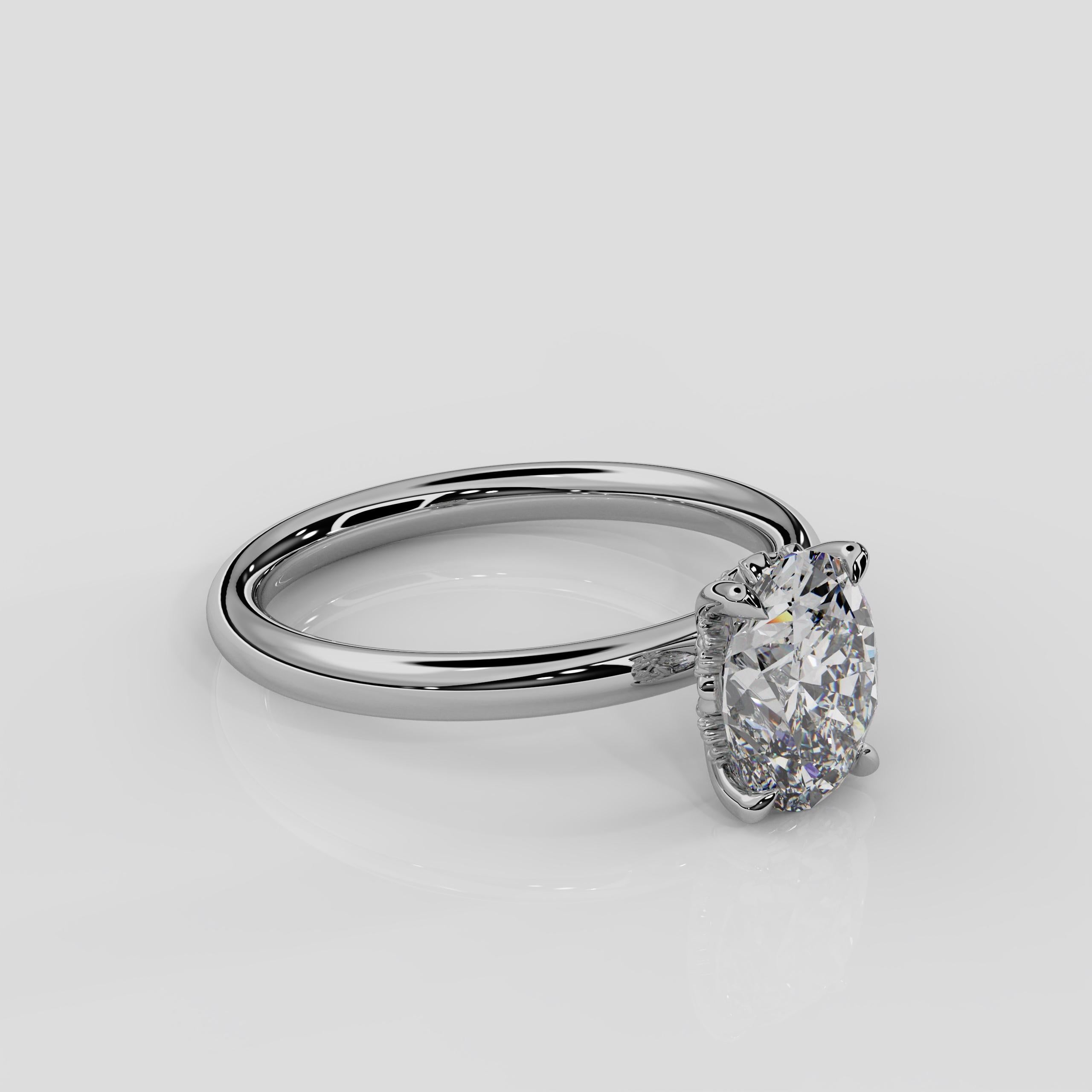 For Sale:  'Daisy' 1ct Natural Oval Diamond Engagement Ring in Platinum 3