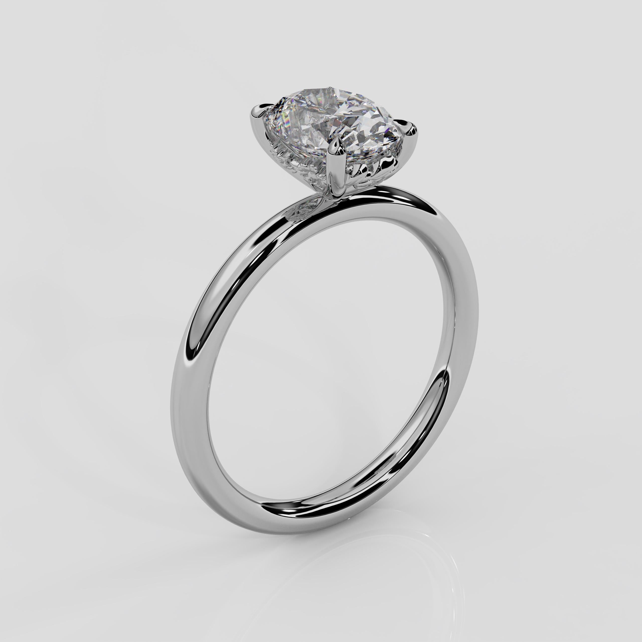 For Sale:  'Daisy' 1ct Natural Oval Diamond Engagement Ring in Platinum 4