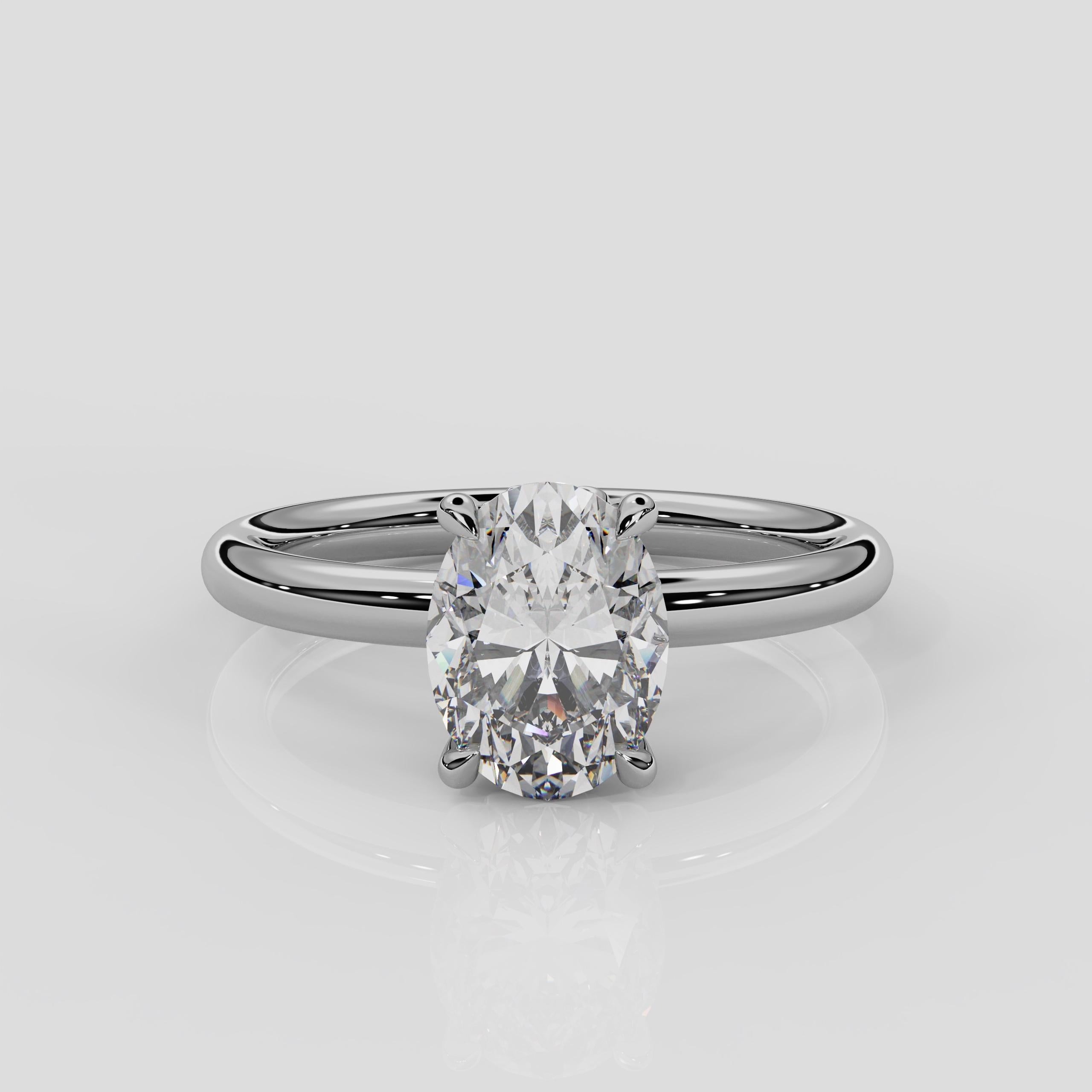 For Sale:  'Daisy' 1ct Natural Oval Diamond Engagement Ring in Platinum 5