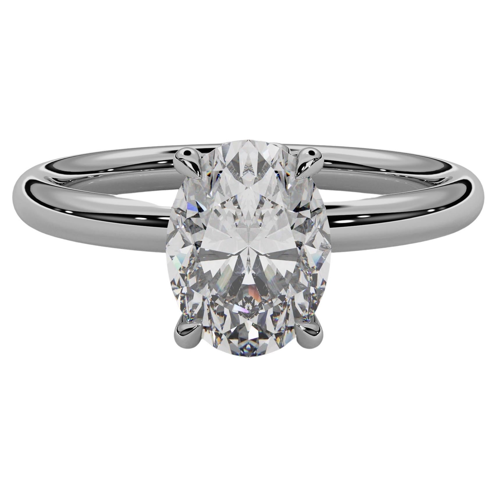 'Daisy' 1ct Natural Oval Diamond Engagement Ring in Platinum