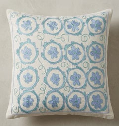 Daisy Patterned Lace Pillow Cover, Silk Hand Embroidered Cushion Cover